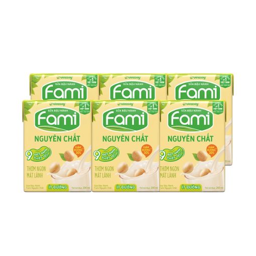 Sữa Đậu Nành Fami Nguyên Chất Ít Đường Hộp 200ml