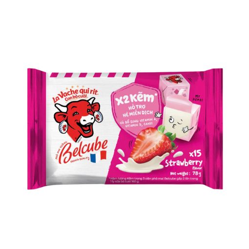 Phô Mai Vuông Belcube Vị Dâu Hộp 78g (15 Viên)