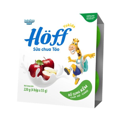 Sữa Chua Hoff Kids Vị Táo Lốc 4 Hộp 55G – Hỗ Trợ Tiêu Hóa