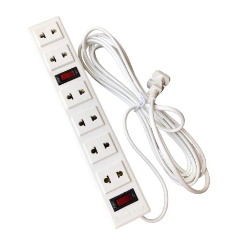 Ổ cắm Điện Quang ĐQ 001A-01 (6 lỗ, 2 chấu, dây 5 mét)