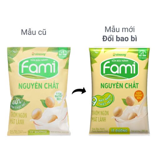Fami Sữa Đậu Nành Ít Đường 200ml Bịch - Giàu Đạm Thực Vật - Ảnh 2