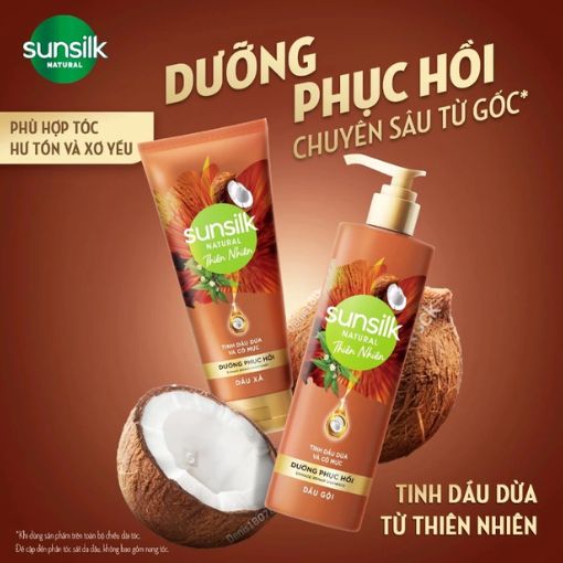 Dầu gội Sunsilk Natural tinh dầu dừa, cỏ mực dưỡng phục hồi 380ml - Ảnh 3