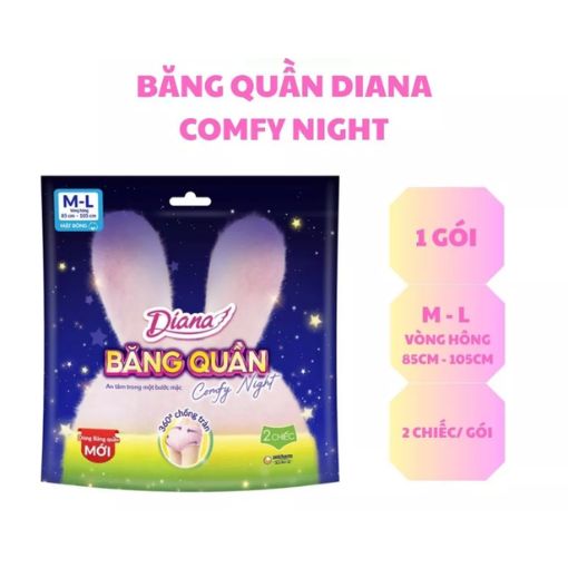 Băng Vệ Sinh Dạng Quần Diana Comfy Night Size ML (2 Miếng) - Ảnh 2