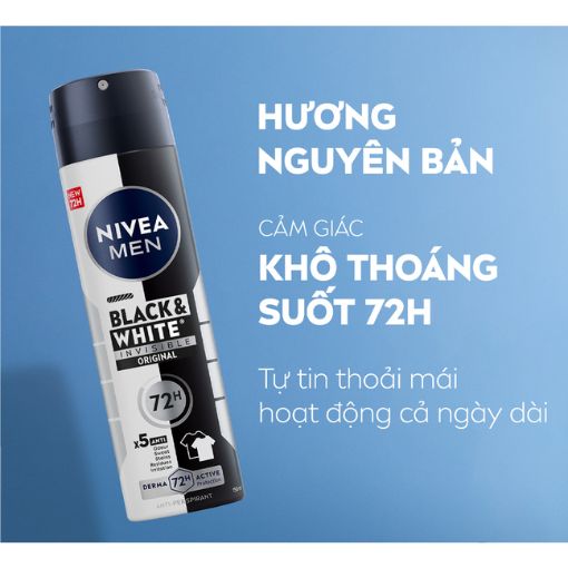 Xịt Khử Mùi NIVEA MEN Invisible Black&White Ngăn Vệt Ố Vàng (150ml) - Ảnh 2