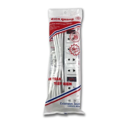 Ổ cắm Điện Quang ĐQ 001A-01 (6 lỗ, 2 chấu) 2500W, 2 công tắc - Ảnh 2