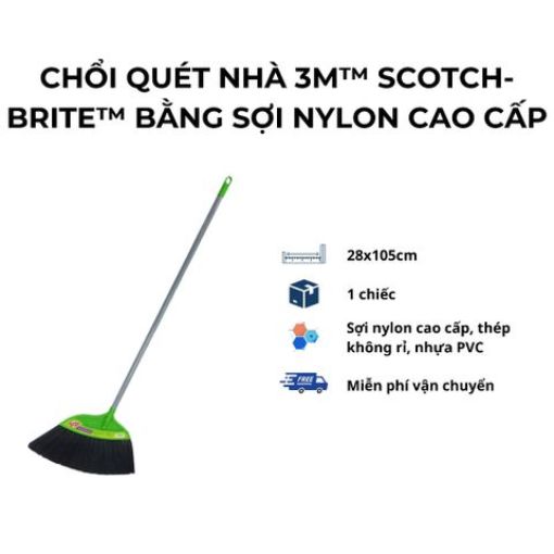 Chổi quét nhà 3M Scotch-Brite sợi nylon cao cấp, cán thép không gỉ - Ảnh 2