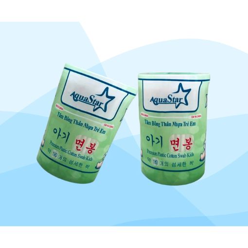 Tăm Bông Trẻ Em Aqua Star Thân Nhựa Kháng Khuẩn 180 Que - Ảnh 2