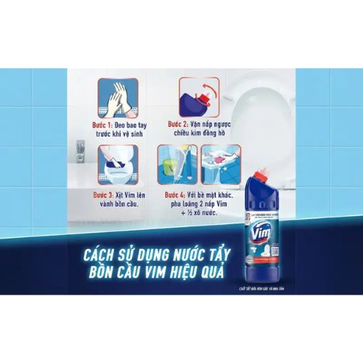 Nước Tẩy Bồn Cầu Vim Xanh Biển 880ml Diệt Khuẩn Tẩy Trắng - Ảnh 2