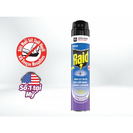 Xịt Muỗi Raid FIK Hương Lavender 600ml - Diệt Muỗi Côn Trùng - Ảnh 2