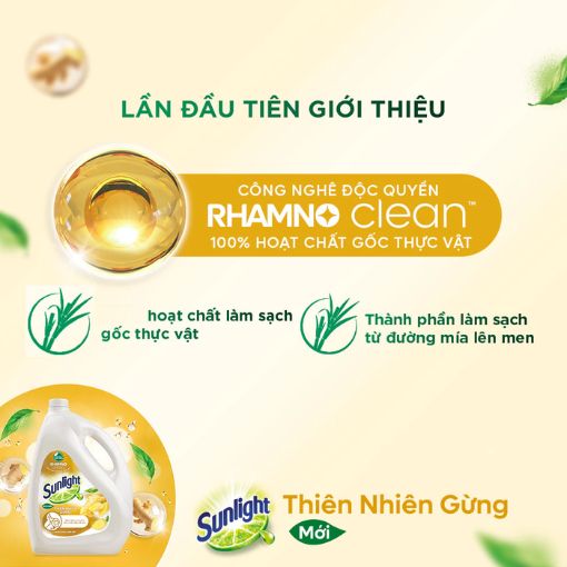 Sunlight Nước Rửa Chén Gừng Thiên Nhiên 3.5kg Gốc Thực Vật - Ảnh 3