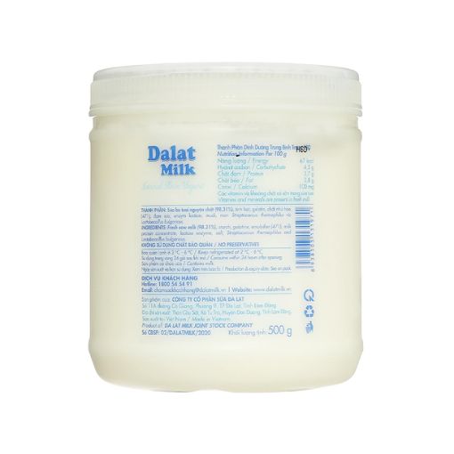 Sữa chua Đà Lạt Milk vị tự nhiên hộp 500g - Ảnh 3