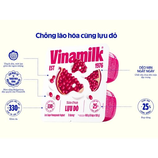 Lốc 4 Sữa Chua Lựu Đỏ Ít Đường Vinamilk Bổ Sung Collagen 100g - Ảnh 3