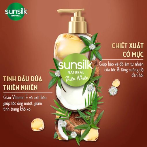 Dầu gội Sunsilk Natural tinh dầu dừa, cỏ mực dưỡng phục hồi 380ml - Ảnh 2