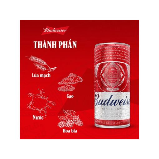Bia Budweiser lon 330ml – Hương vị truyền thống - Ảnh 3