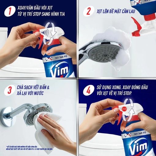VIM Bọt Tuyết Đa Năng 500ml Tẩy Bồn Cầu & Nhà Tắm - Ảnh 4
