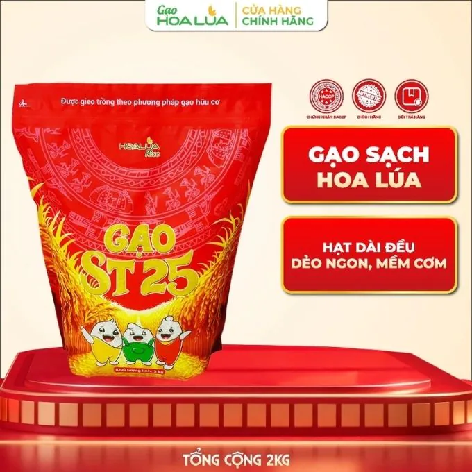 Gạo ST25 Hoa Lúa 2kg Dẻo Mềm, Thơm Ngon Chuẩn Gạo Ngon Thế Giới - Ảnh 2