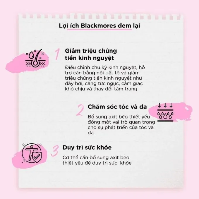 Blackmores Evening Primrose Oil Úc Cân Bằng Nội Tiết & Đẹp Da - Ảnh 3